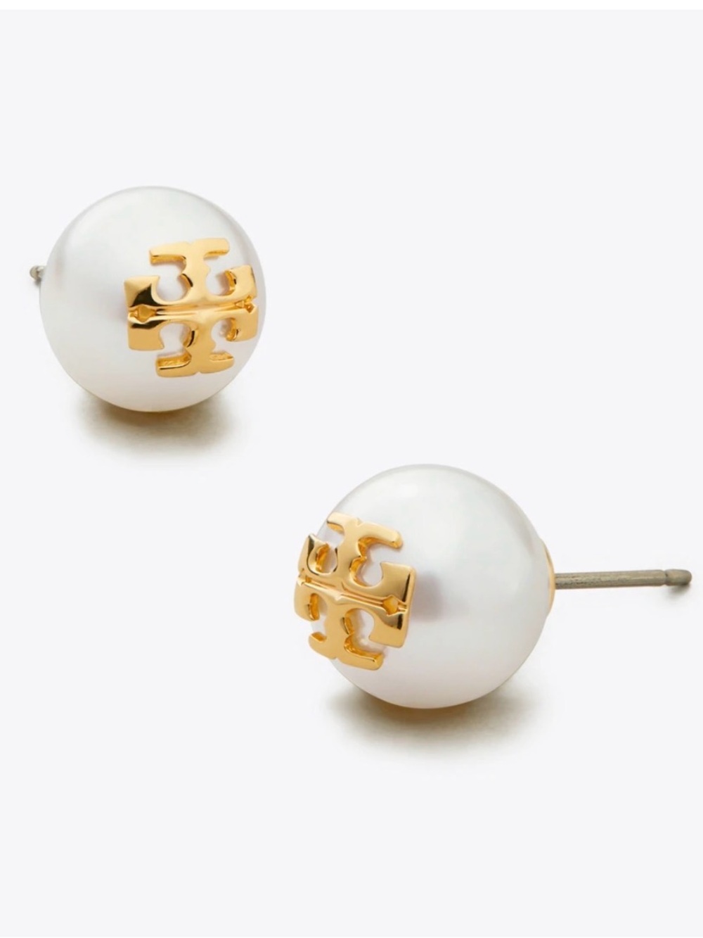 Tory Burch moondance pearl stud EARRINGS  White and Gold